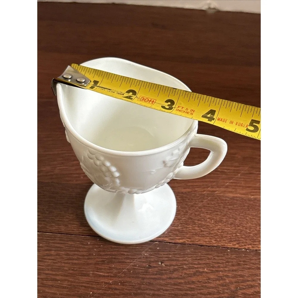 Vintage Indiana Colony‎ Harvest Milk Glass Footed Creamer Grapes & Leaves